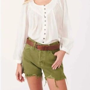 NWT Free People Makai Cut Off Shorts Size 26 Olive Green